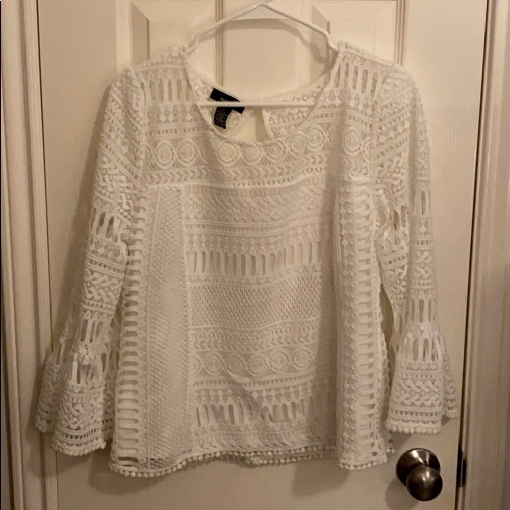 Crochet bell sleeve top